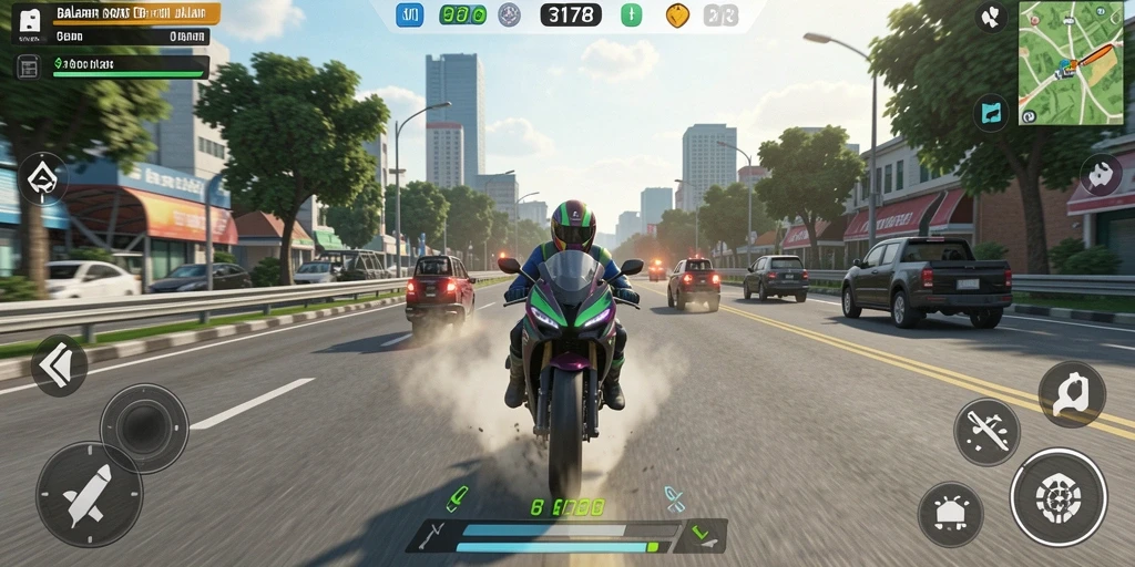 Tampilan gameplay seru dalam game Motor Racing 3178.