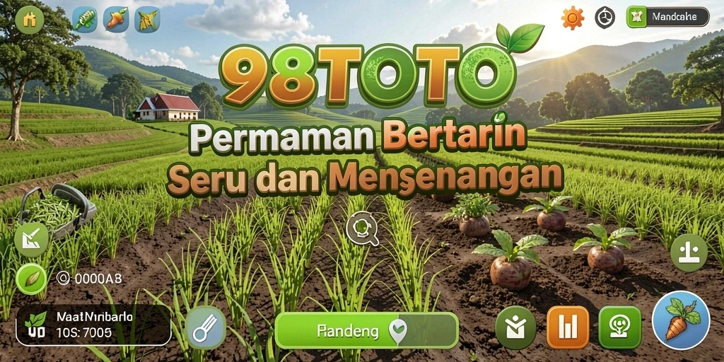 Tampilan gameplay 98TOTO yang menarik dengan aktivitas bertani yang seru.