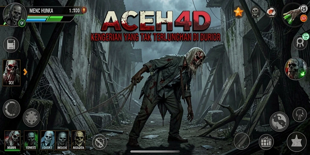 Screenshot gameplay menegangkan di ACEH4D dengan atmosfer horror yang kental.
