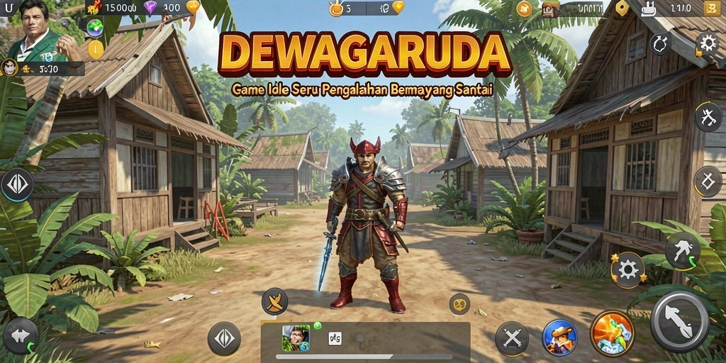 Gameplay DEWAGARUDA yang menampilkan momen santai dan strategis.