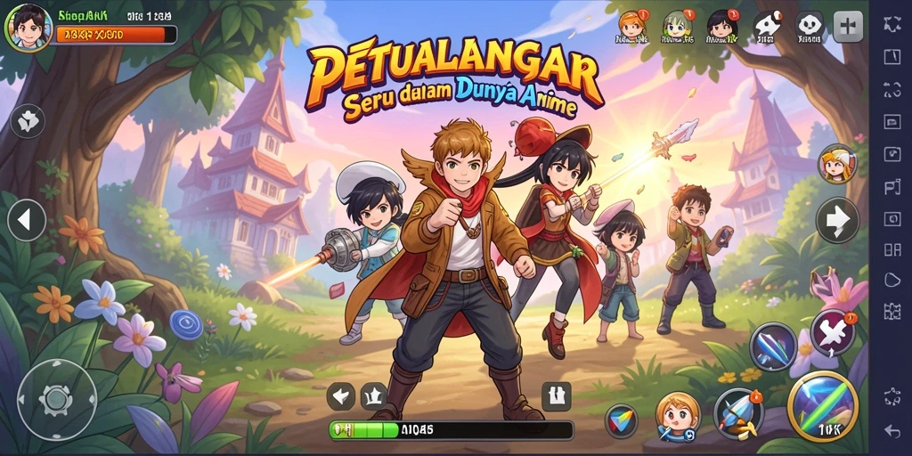 Screenshot utama DKK menampilkan aksi seru dalam pertarungan karakter anime.