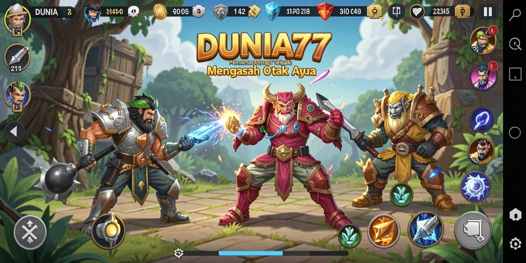 Tampilan gameplay menarik dari DUNIA77 dengan strategi yang mendalam.