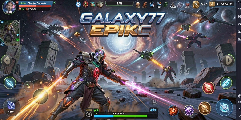 Gambar aksi seru di GALAXY77 dengan karakter bertarung.