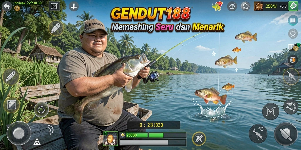 Screenshot gameplay GENDUT188 menampilkan aksi memancing yang seru dan mendebarkan.