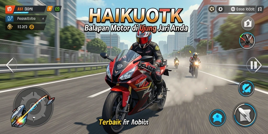 Tampilan menarik dari gameplay HAIKUOTK yang penuh aksi balap motor.