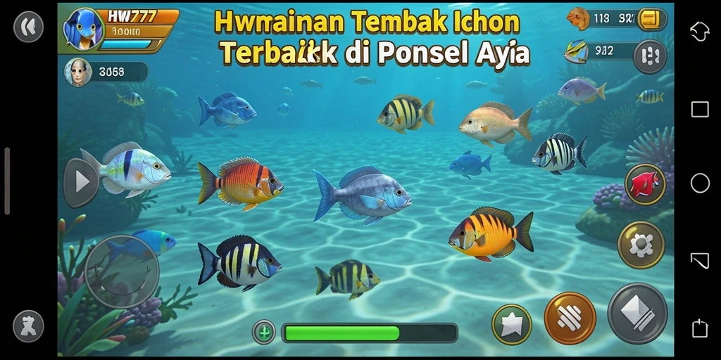 Screenshot HW777 menampilkan gameplay seru dalam menembak ikan.