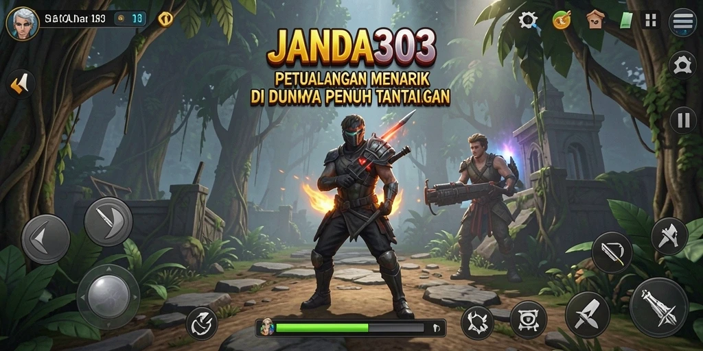 Screenshot dari gameplay JANDA303 menampilkan momen aksi seru di petualangan.