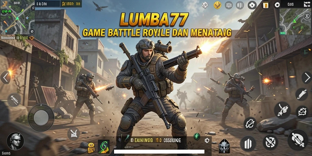 Tampilkan gameplay mendebarkan dalam LUMBA77 dengan aksi Battle Royale intens.