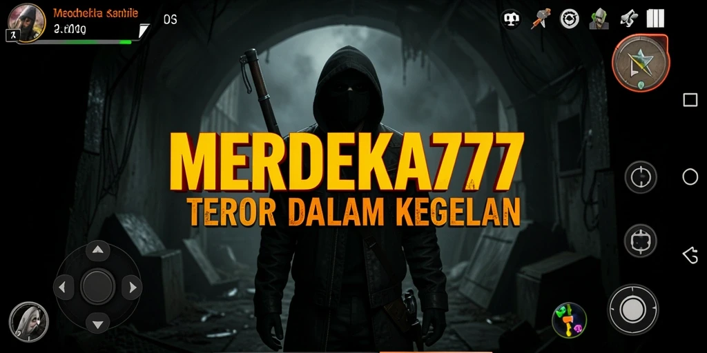 Screenshot gameplay MERDEKA777 menampilkan suasana mencekam dan karakter menyeramkan.