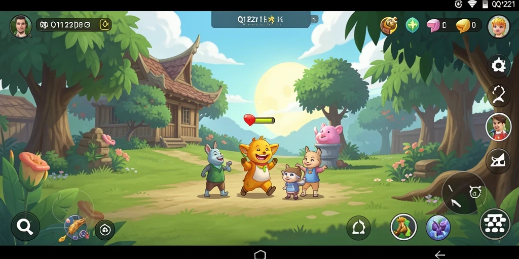 Tampilan antarmuka QQ1221 yang ceria dan menarik saat gameplay.