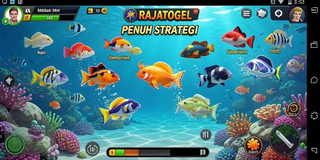Tampilan gameplay menarik dari RAJATOGEL saat menangkap ikan.