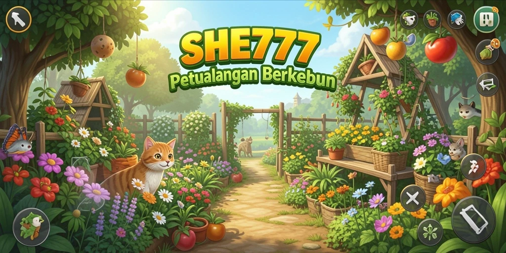 Screenshot gameplay SHE777 menampilkan aktivitas berkebun yang menawan.