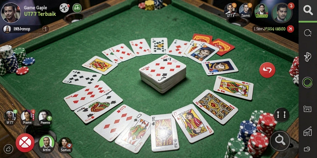 Tampilan gameplay UT77 yang menarik dengan elemen Gaple klasik.