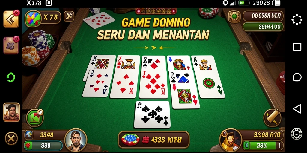 Screenshot gameplay X78 dengan aksi bermain Domino yang mendebarkan.